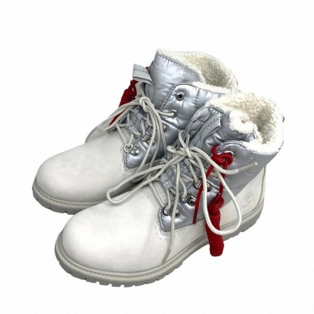 Timberland Women's Premium 6 Inch Warm Lined Boot TB0A44WJ Nubuck White Silver - Picture 5 of 9